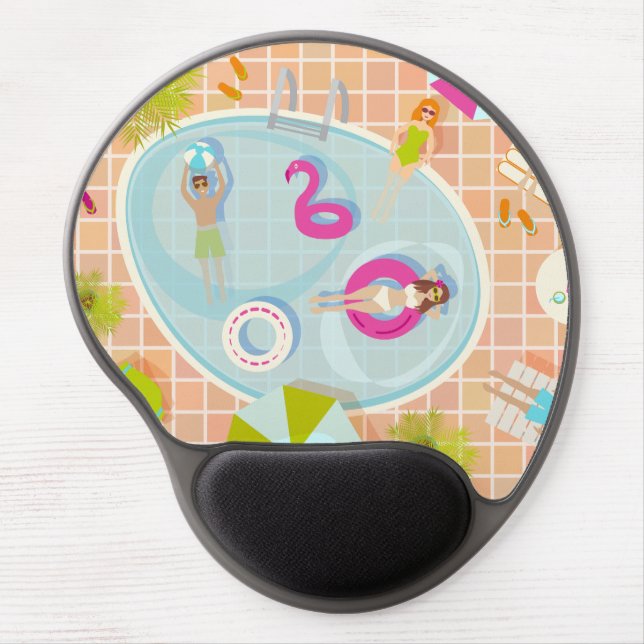 Bikini girls and guys playing swimming pool game gel mouse pad (Front)