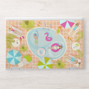 Bikini girls and guys playing swimming pool game HP laptop skin