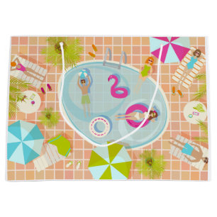 Bikini girls and guys playing swimming pool game large gift bag