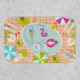 Bikini girls and guys playing swimming pool game patch