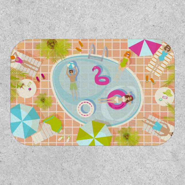 Bikini girls and guys playing swimming pool game patch (Front)