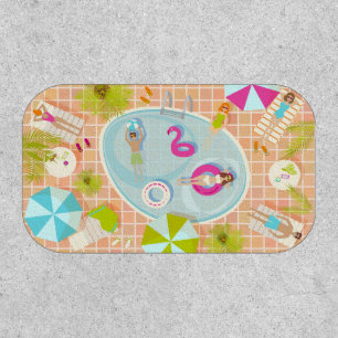 Bikini girls and guys playing swimming pool game patch