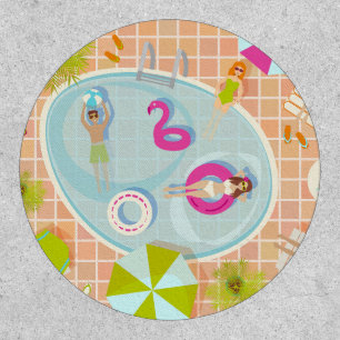 Bikini girls and guys playing swimming pool game patch