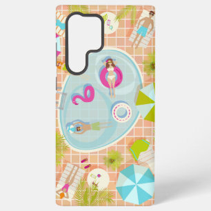 Bikini girls and guys playing swimming pool game samsung galaxy s22 ultra case