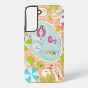 Bikini girls and guys playing swimming pool game samsung galaxy s22+ case