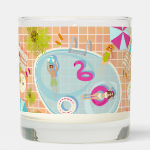 Bikini girls and guys playing swimming pool game scented candle