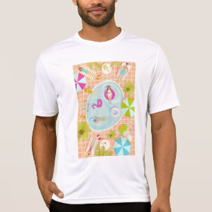 Bikini girls and guys playing swimming pool game T-Shirt