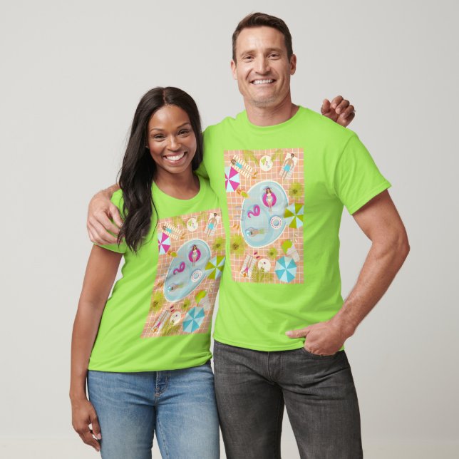 Bikini girls and guys playing swimming pool game T-Shirt (Unisex)