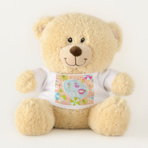 Bikini girls and guys playing swimming pool game teddy bear