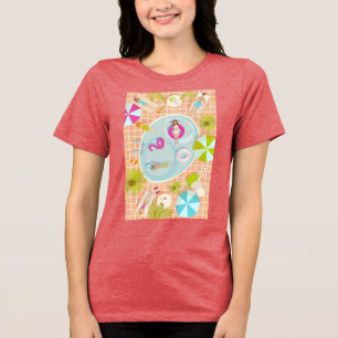 Bikini girls and guys playing swimming pool game Tri-Blend shirt