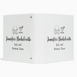 Bikini glass cocktail bachelorette party add name  3 ring binder