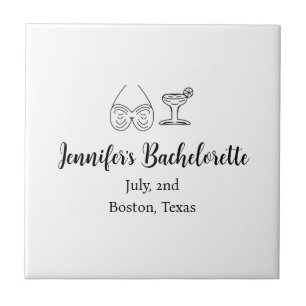 Bikini glass cocktail bachelorette party add name ceramic tile