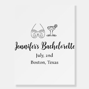 Bikini glass cocktail bachelorette party add name foam board