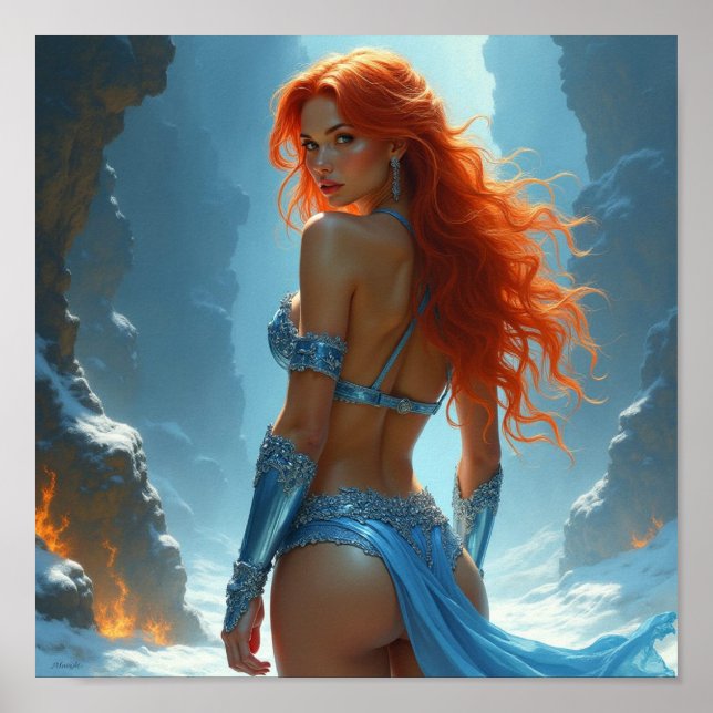 Bikini Goddess of Fire and Ice exact size of photo Poster (Front)