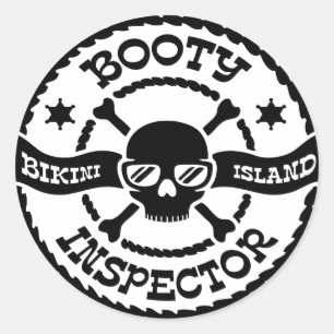 Bikini Island Booty Inspector Classic Round Sticker