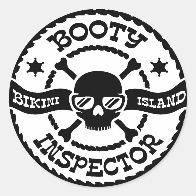 Bikini Island Booty Inspector Classic Round Sticker (Front)