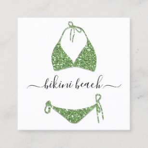 Bikini Lingerie Beach Costume Underwear Shop Green Square Business Card