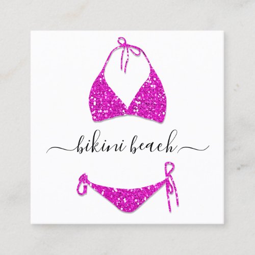 Bikini Lingerie Beach Costume Underwear Shop Pink Square Business Card