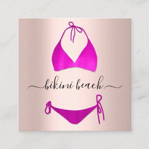 Bikini Lingerie Beach Costume Underwear Shop Rose Square Business Card