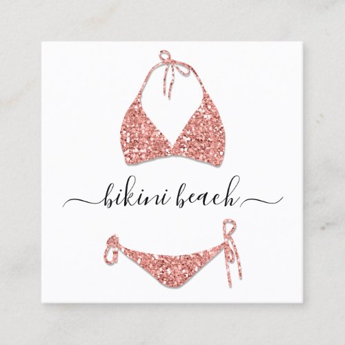 Bikini Lingerie Beach Costume Underwear Shop Rose Square Business Card
