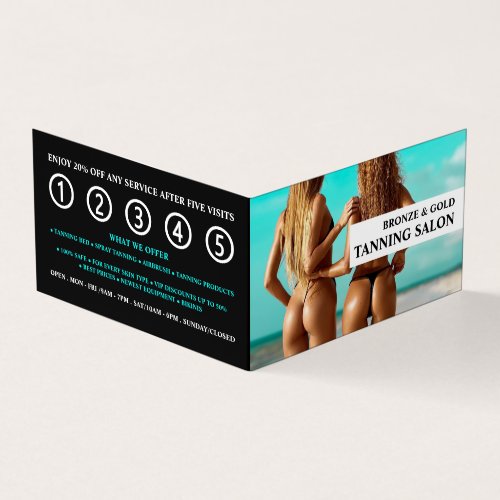 Bikini Model Tanning Salon Detailed Loyalty Card Business Card