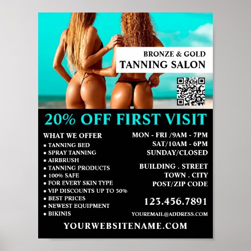 Bikini Models Tanning Salon Advertising Poster