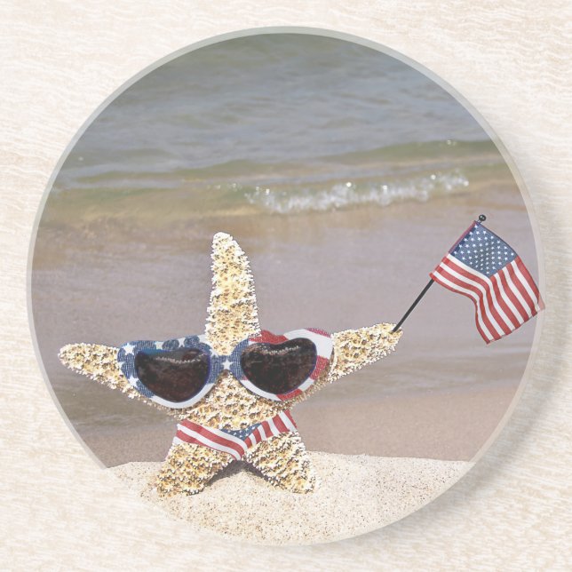 Bikini Starfish with American Flag Coaster (Front)