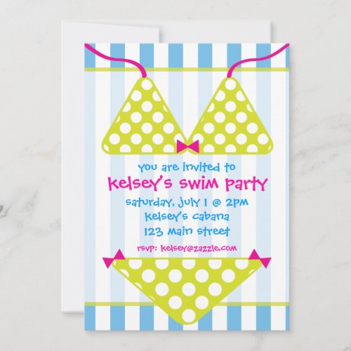 Bikini Swimsuit Swim Pool Party Invitations