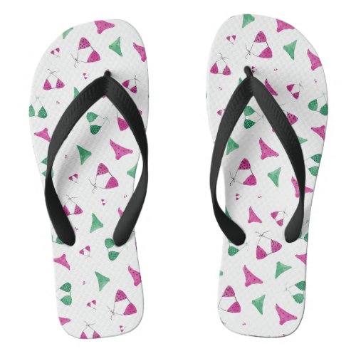 Bikini swimsuit watercolor summer pattern  flip flops