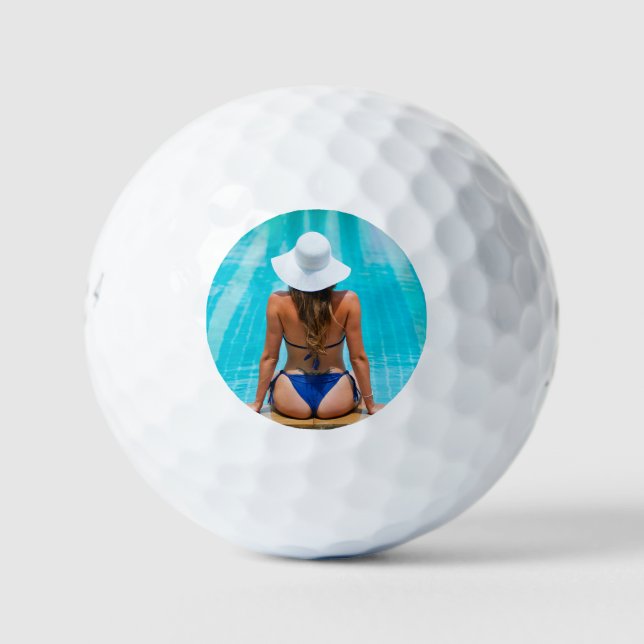 Bikini Woman At The Pool - HQ Golf Balls (Front)