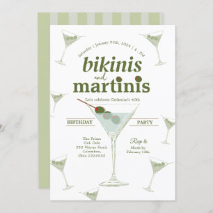 Bikinis and Martinis 30th Birthday Invitation