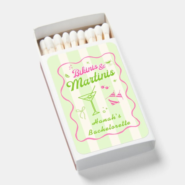 Bikinis and Martinis Bach Party Matchboxes (Front Open)