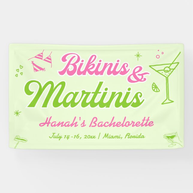Bikinis and Martinis Bach Party Welcome Banner (Horizontal)