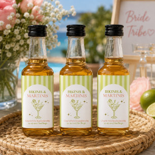 Bikinis and Martinis Bachelorette Bach Favor Liquor Bottle Label