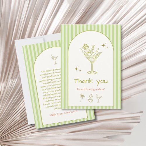 Bikinis and Martinis Bachelorette Party Beach Bach Thank You Card