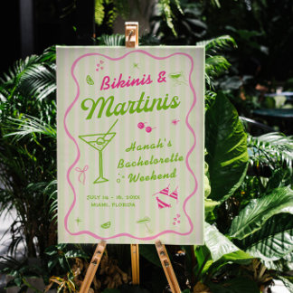 Bikinis and Martinis Bachelorette Party Welcome Foam Board