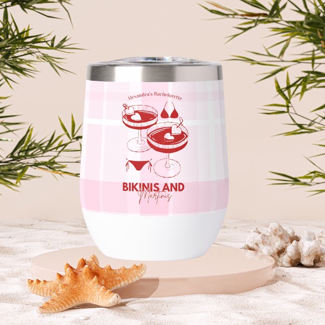 Bikinis And Martinis Bachelorette Thermal Wine Tumbler (Creator Uploaded)