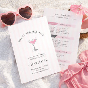 Bikinis and Martinis Bachelorette Weekend Invitation