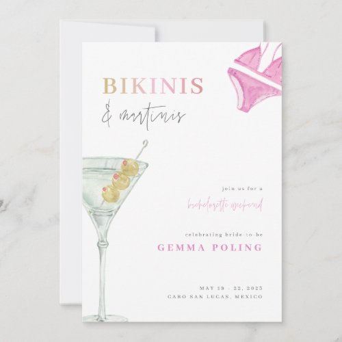 Bikinis and Martinis Bachelorette Weekend Invite