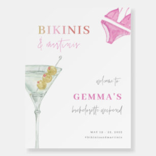 Bikinis and Martinis Bachelorette Welcome Sign