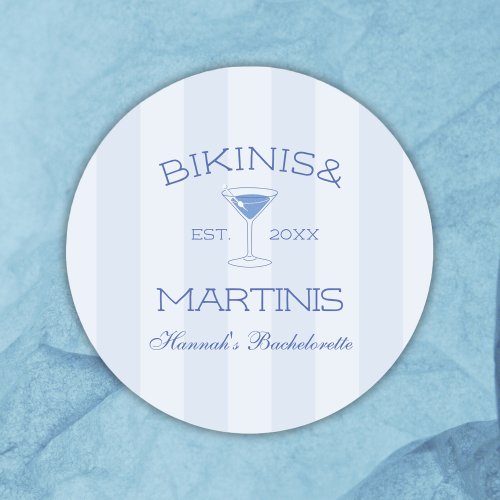 Bikinis And Martinis Beach Bachelorette Party Classic Round Sticker