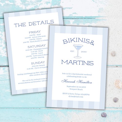 Bikinis And Martinis Beach Bachelorette Weekend Invitation