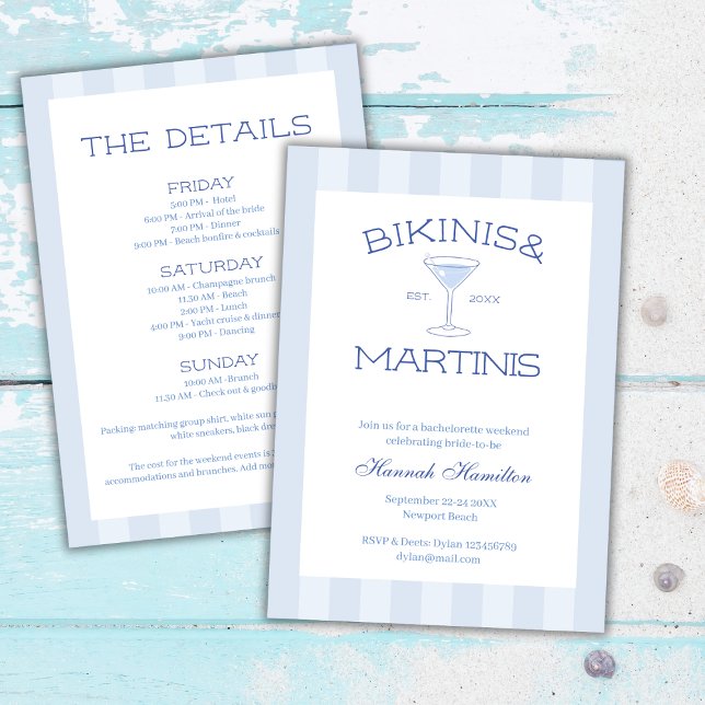 Bikinis And Martinis Beach Bachelorette Weekend Invitation (Bikinis And Martinis Beach Bachelorette Weekend Invitation)