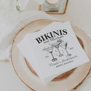 Bikinis And Martinis Black Bachelorette Party  Napkins