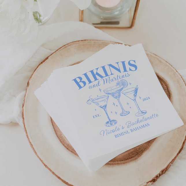 Bikinis And Martinis Blue Bachelorette Party  Napkins (Creator Uploaded)