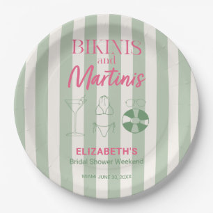 Bikinis and Martinis Bridal Shower Pool Party Paper Plates