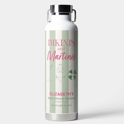 Bikinis and Martinis Bridal Shower Weekend Gift Water Bottle