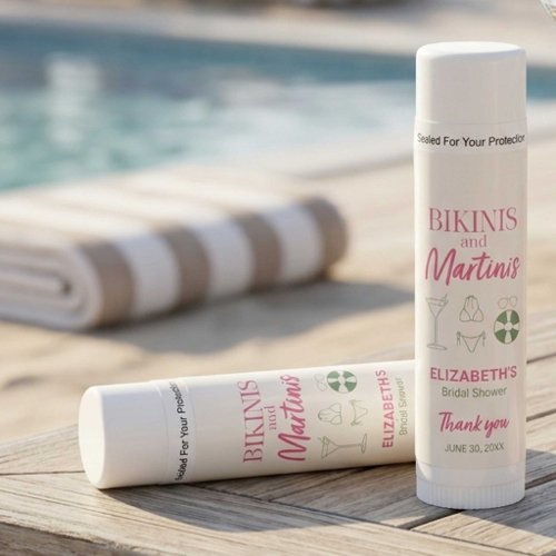 Bikinis and Martinis Bridal Shower Weekend Party Lip Balm