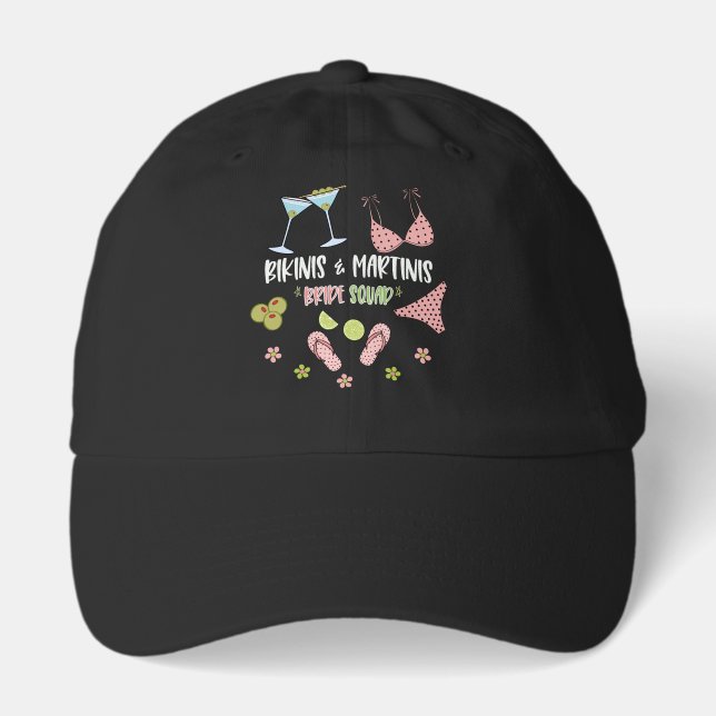Bikinis and Martinis Bride Squad Beach Vibes Hat (Front)