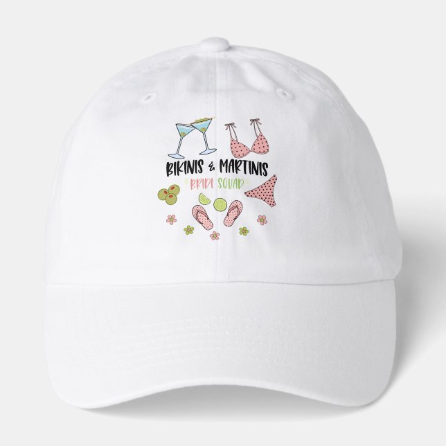 Bikinis and Martinis Bride Squad Beach Vibes Hat (Front)